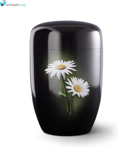 Urn Margrietjes zwart - staal