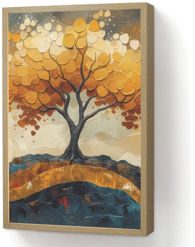 Wandlamp 40x60 cm - Oplaadbaar - Boom - Natuur - Goud - Modern - Wandlampen binnen woonkamer - Slaapkamer lamp - Decoratieve nachtlamp - Vloerlamp draadloos
