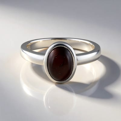 Cavill - Zilveren ring met rode tijgeroog 1,337 ct - 925 Sterling zilver geplatineerd - Ovale cabochon moderne ring 23x19 mm maat 16-21