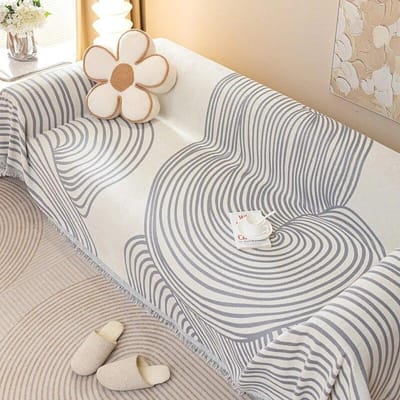 Zwart Wit Strepen Bankhoes Chenille Bankdeken Moderne Bank Handdoek voor Woonkamer Decor Universele Bankhoes 1/2/3/4 Zits 180X130cm