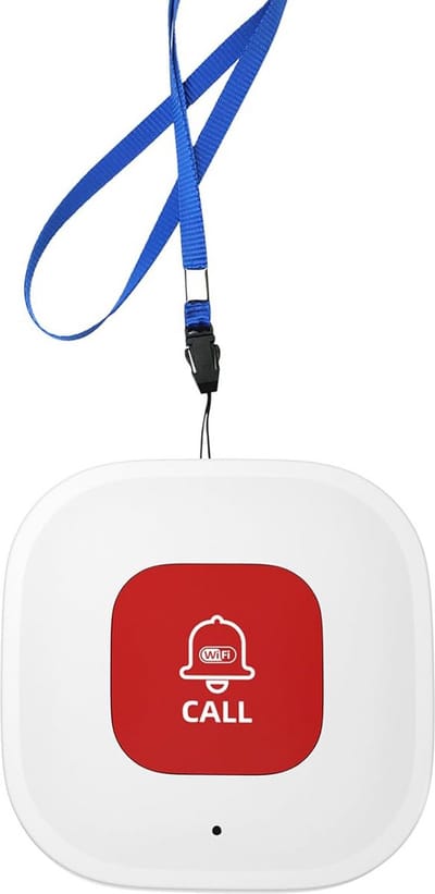Noodknop voor senioren - Slimme draadloze noodknop - Wifi-noodknop geschikt voor ouderen thuis - Functies omvatten monitoring van ouderen en een alarmsysteem via app-meldingen - Biedt zorgdiensten voor ouderen.