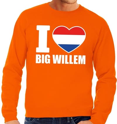 Oranje I love big Willem grote maten sweatshirt heren - Oranje Koningsdag/ Holland supporter kleding XXXL