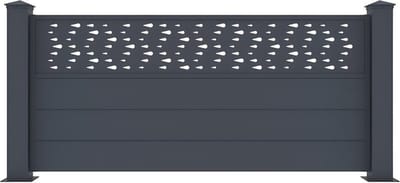 Vente-unique Schutting van aluminium met motieven - H.89 cm x B.189 cm - Antraciet - BAZIO