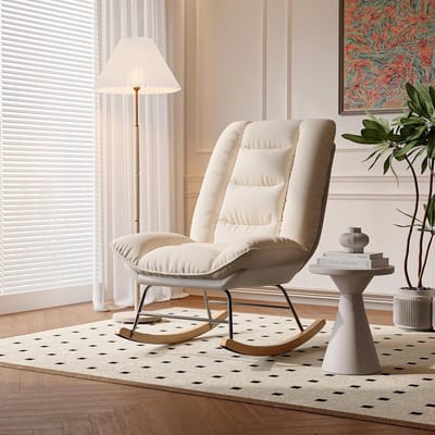 Schommelstoel met Voetensteun - Relaxfauteuil Comfortabele Stoel - Ontspannen Lezen - Ergonomisch Ontwerp - 99 x 67 x 60 cm