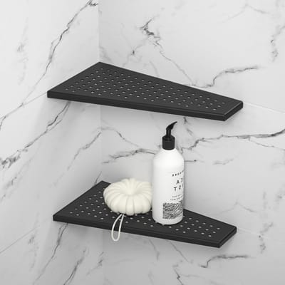 Dailygoods- Doucheplank - 304 Roestvrij Staal - Doucheplank Zonder Boren - Badkamer Plank - Shampoohouder - Max. Gewicht 7 kg - Trapeziumvormig Design - Badkamerplank