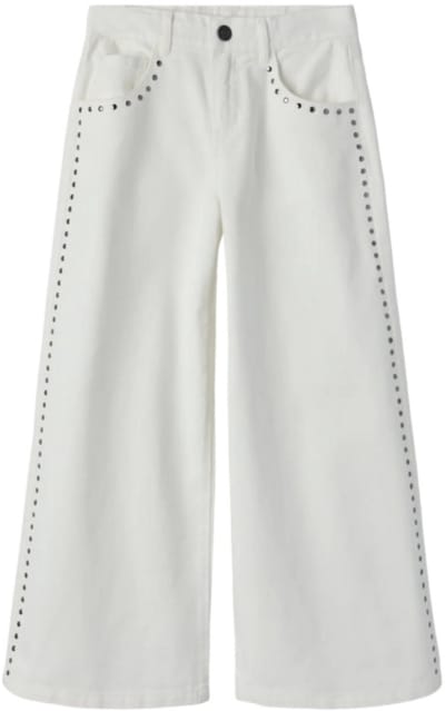 Name It - Broek - NKFBella - Wide Leg - Studs - Bright White - Maat 152