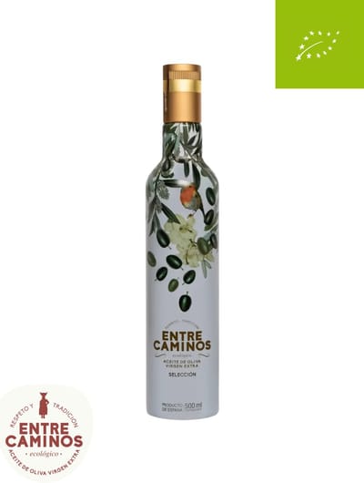 Entre Caminos Prijswinnende Biologische Extra Vierge Olijfolie - Selección - 500ml fles- NL-BIO-01