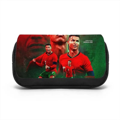 Leer, Reizen Grote Capaciteit Schrijfgerei Organizer Tas Ronaldo Dubbellaags Etui Voetbalster Studenten Pennen Etui