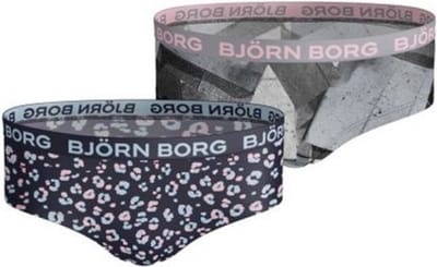 Björn Borg - Meisjes - Panterprint Hipster 2-Pack - Blauw/Grijs/Multicolour - Maat 110-116