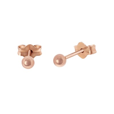Lucardi Dames Oorbellen bol roseplated 3mm - Oorbellen - Cadeau - Echt Zilver - Rosékleurig