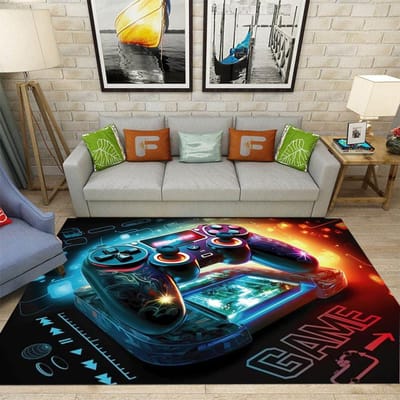 Gaming-tapijt voor jongenskamer Gamer-tapijt met controller-ontwerp Tapijt voor gamekamer Slaapkamerdecoratie Antislip-machinewasbare mat 40x60cm gray