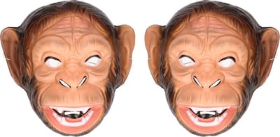 Funny Fashion apen/aap/chimpansee dieren verkleed masker - Set van 2x stuks - plastic - voor volwassenen