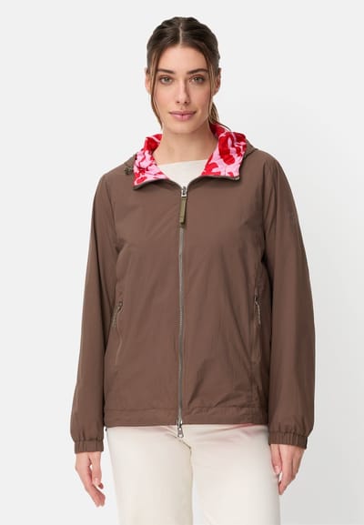 camel active Omkeerbaar jack met all-over print en effen kant - Maat womenswear-34 - Bruin