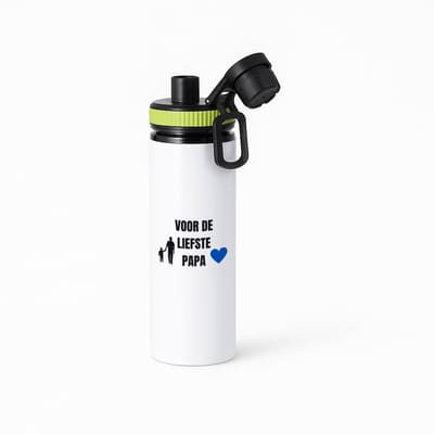 Hacebo® - voor de liefste papa waterfles met draaidop groen - Papa - cadeau papa - cadeau - verjaardag papa - vaderdag - beste papa - water fles - 850ML
