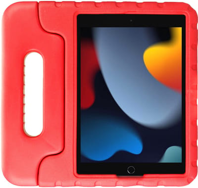 HappyCase Kinder Tablethoes Geschikt voor Apple iPad 10.2 2019/2020/2021 | Kindvriendelijke Hoes | Beschemhoes | Kinderhoes | met Handvat en Standaard | Rood