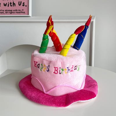 Pluche Verjaardagstaart Hoed en Bril Set 2 stuks Nieuwigheid Verjaardagsparty Accessoires voor Kinderen Volwassenen Gelukkige Verjaardag Viering Decor white