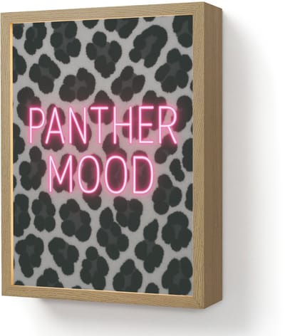 Wandlamp 30x40 cm - Oplaadbaar - Panterprint - Zwart - Neonletters - Roze - Wandlampen binnen woonkamer - Slaapkamer lamp - Decoratieve nachtlamp - Vloerlamp draadloos