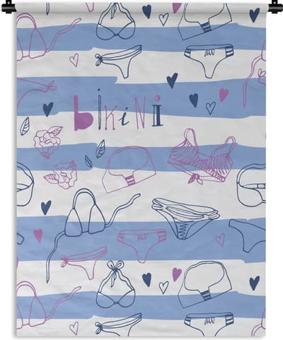 Wandkleed - Wanddoek - Bikini - Zomer - Patronen - 90x120 cm - Wandtapijt
