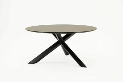 Vita - Tuintafel rond Rotonda - 150cm - antraciet - Aluminium onderstel - Keramiek laag op glas tafelblad - kruispoot - Met stelpootjes - Onderhoudsarm - Makkelijke montage