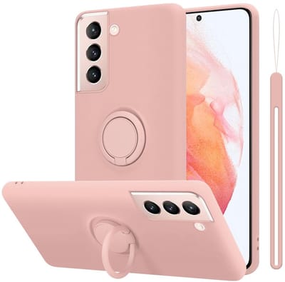 Cadorabo Hoesje geschikt voor Samsung Galaxy S21 5G in LIQUID ROZE - Beschermhoes van flexibel TPU silicone Case Cover met ring