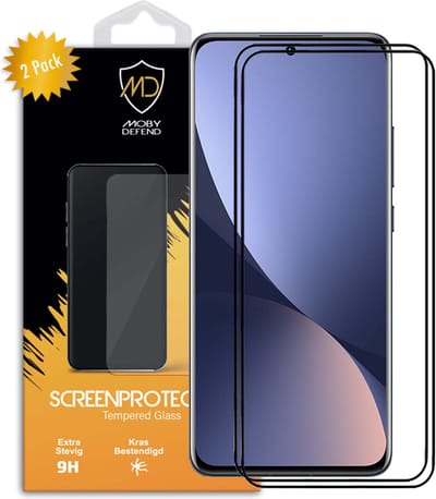 2-Pack MobyDefend Screenprotectors - Geschikt voor Xiaomi 12 / 12X - Screensavers Met Zwarte Randen - Gehard Glas