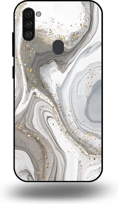 Smartphonica Telefoonhoesje geschikt voor Samsung Galaxy A11 met marmer opdruk - TPU backcover case marble design - Zilver geschikt voor Samsung Galaxy A11