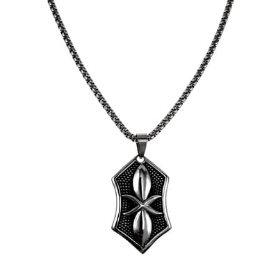 Jasseron-Ketting + 45mm Schild Hanger Heren - Gepolijst RVS - Schild Hanger met Leliebloem met Ketting 60cm x 3mm