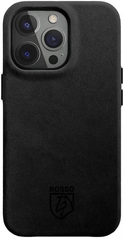 Rosso Elite Hoesje Geschikt voor Apple iPhone 15 Pro | Compatibel met MagSafe | Echt Leer Back Cover | Beschermhoes | Zwart
