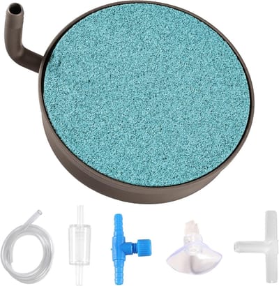 Luchtsteen voor Aquarium en Vijver, 58mm Nano Bubbelsteen Kit met Regelklep, Geluidsarm Ontluchtingssysteem voor Aquariums en Vissen, Ideaal voor Waterplanten en Vijvers