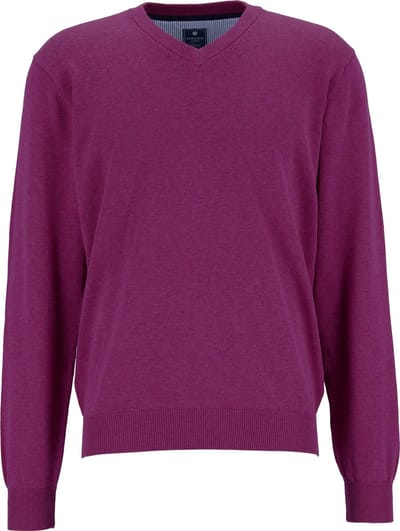 Redmond heren trui katoen - V-hals - magenta - donker paars-roze