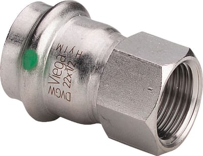 Viega Sanpress Inox-verloopstuk, d 18mm, Rp 1/2 roestvast staal Model 2312, 436599