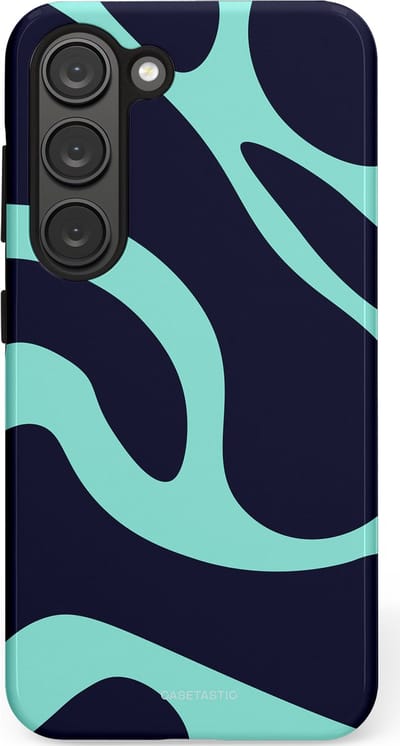 Casetastic Hoesje Geschikt voor Samsung S23 - Stijlvolle Beschermende Duo-layer Case - Golvenritme Aqua-Marine