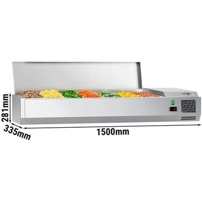GGM Gastro Kühlaufsatzvitrine ECO - 1500x335mm - 7x GN 1/4 Zilver