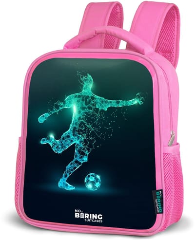 NoBoringSuitcases.com® - Rugzak roze - Schooltas meisjes - Voetballer trapt met kracht in digitale vorm - Kinder rugtas meisje - Boekentas kind - Kinderrugzak voor school - Schoolrugzak