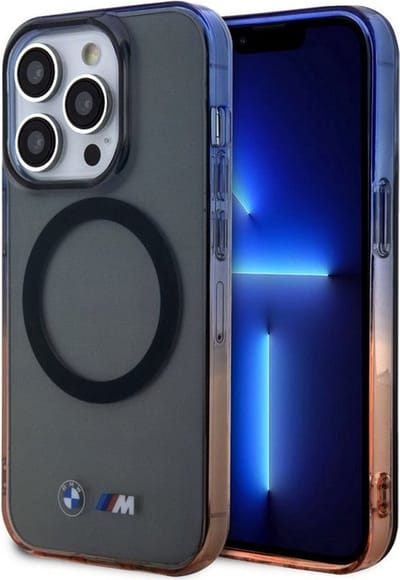 BMW M-Line Gradient Bumper Back Case (MagSafe Compatible) - Geschikt voor Apple iPhone 15 Pro (6.1") - Grijs