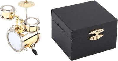 Miniatuur Drumstel - Brass Sculptuur Muziekinstrument Ornament voor Thuisdecoratie, Perfect voor Drummers, Muziekstudio en Workshop, 8.6 x 8 x 3.9 cm