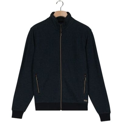 Baileys Vest Sweat Cardigan Zip 2-Tone Jacquard Doubleface Interlock Navy / male