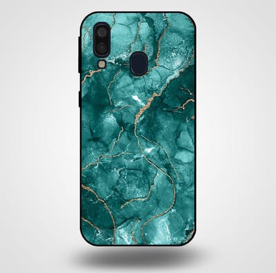 Smartphonica Telefoonhoesje voor Samsung Galaxy A40 met marmer opdruk - TPU backcover case marble design - Goud Groen geschikt voor Samsung Galaxy A40