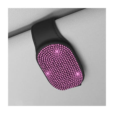 Dailygoods- Clip voor Autozonnebrillen - Brilklem met Diamanten - Magnetische Brilhouder - Microvezelleer/Metaal - Compact en Duurzaam - 9 x 4,8 x 3,5 cm - Brillenhouder