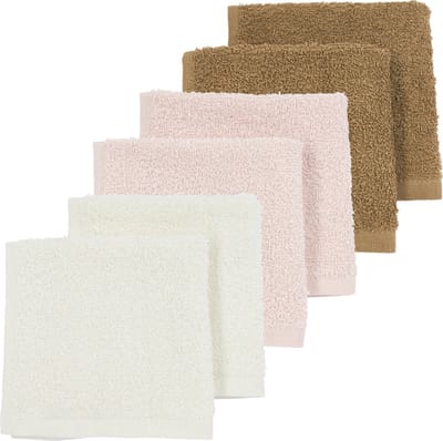 Meyco Baby Uni monddoekjes - 6-pack - badstof - offwhite/soft pink/toffee - 30x30cm