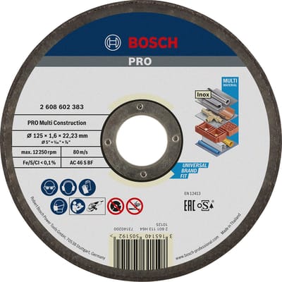 Bosch - Doorslijpschijf recht Rapido Multi Construction ACS 46 V BF, 125 mm, 22,23 mm, 1,6 mm