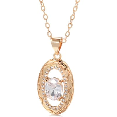 Pendentif Couleur Or Rose de Luxe Pour Femmes Belles Fleurs Creuses Pendentif Collier Zircon Naturel Bijoux Fins Quotidien beige