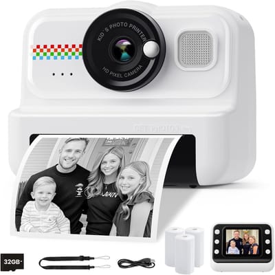Kinderfotocamera - Directe Camera - Foto's Maken - Inclusief Printpapier - 32GB Kaart - Zwart