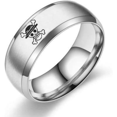Bague One Piece en acier inoxydable pour homme, inspirée du dessin animé Ghibli, inspirée du chapeau de paille, Luffy Pirates 7 argenté