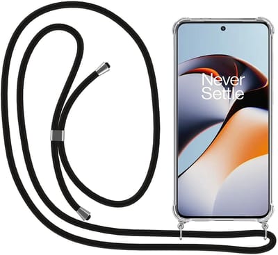 Smartphonica Telefoonhoesje Geschikt voor OnePlus 11R met Koord en Stootrand - Hoesje met Telefoonkoord - TPU Backcover Case Shockproof met Lanyard - Transparant geschikt voor OnePlus 11R