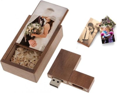 128GB 3.0 Barcelona usb stick en hout doos bedrukken