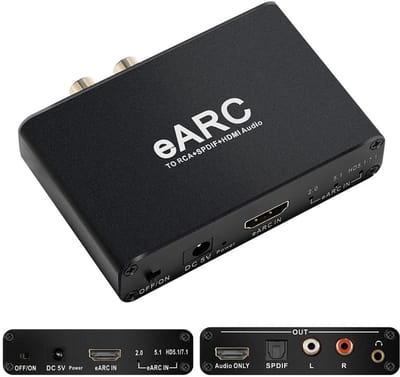 eARC ARC Audio Extractor: Digitale naar Analoge Audio Converter met Optisch, RCA en 3.5mm Uitgangen (192 kHz)