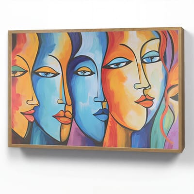 Wandlamp 90x60 cm - Oplaadbaar - Hoofd - Olieverf - Schilderij - Kleurrijk - Wandlampen binnen woonkamer - Slaapkamer lamp - Decoratieve nachtlamp - Vloerlamp draadloos