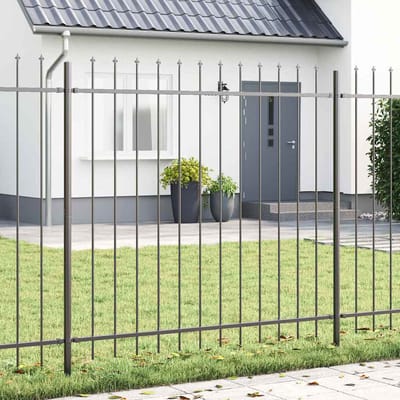 vidaXL - Tuinhek - WOERDEN - 6 - st - 10,2 - x - 1,5 - m - Poedergecoat - staal - Grijs