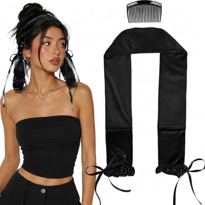 Lockenwickler Overnacht - Krullenband Slapen - Zonder Hitte Krullen - Scrunchie Stijl - 1067 x 711 cm - Zwart